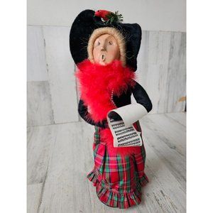 Byers choice 1996 caroler bird Cardinal feather boa Victorian lady